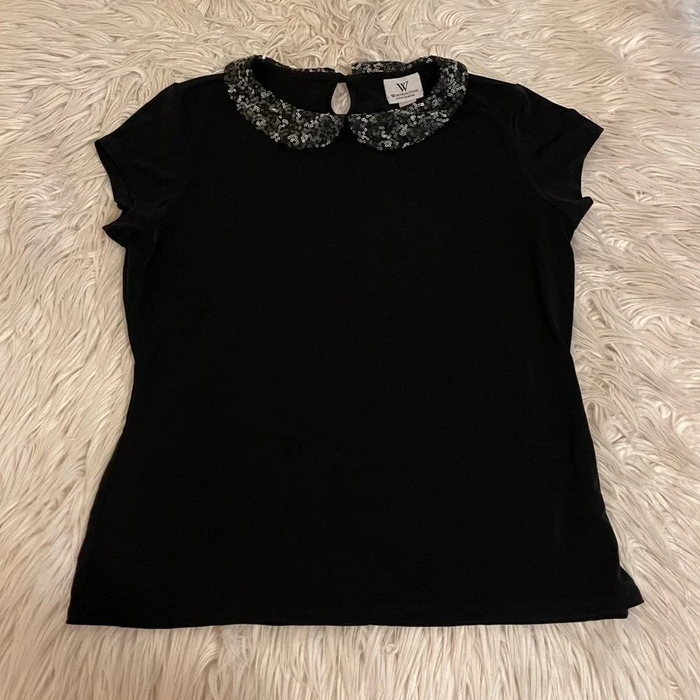 Sequin | Peter Pan collar | Layering tee - Picture 2 of 11